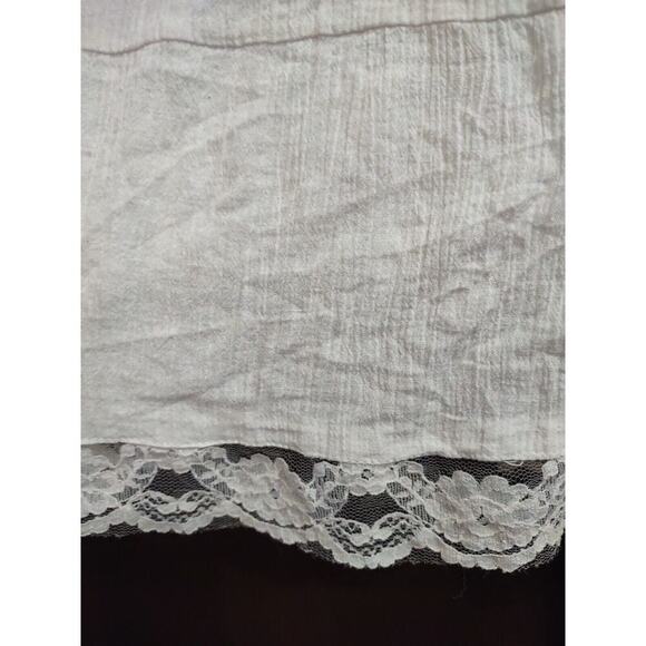 White Tiered Skirt 1X Gauze Midi Pull On Midi Knee Lined Peasant Skirt Layered - Picture 2 of 5